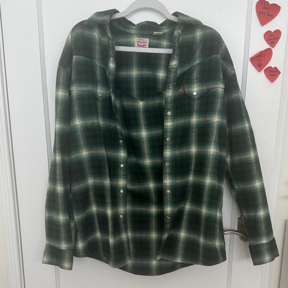 Levi's Dark Green Plaid Flannel Shirt